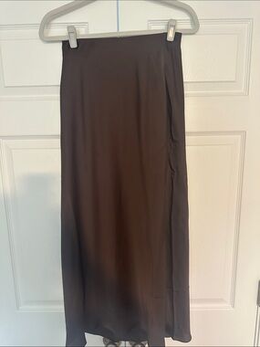 Favorite Daughter Black Satin Maxi Slip Skirt